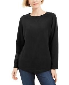 Karen Scott Women's Sport Fleece Sweatshirt Black Size Small