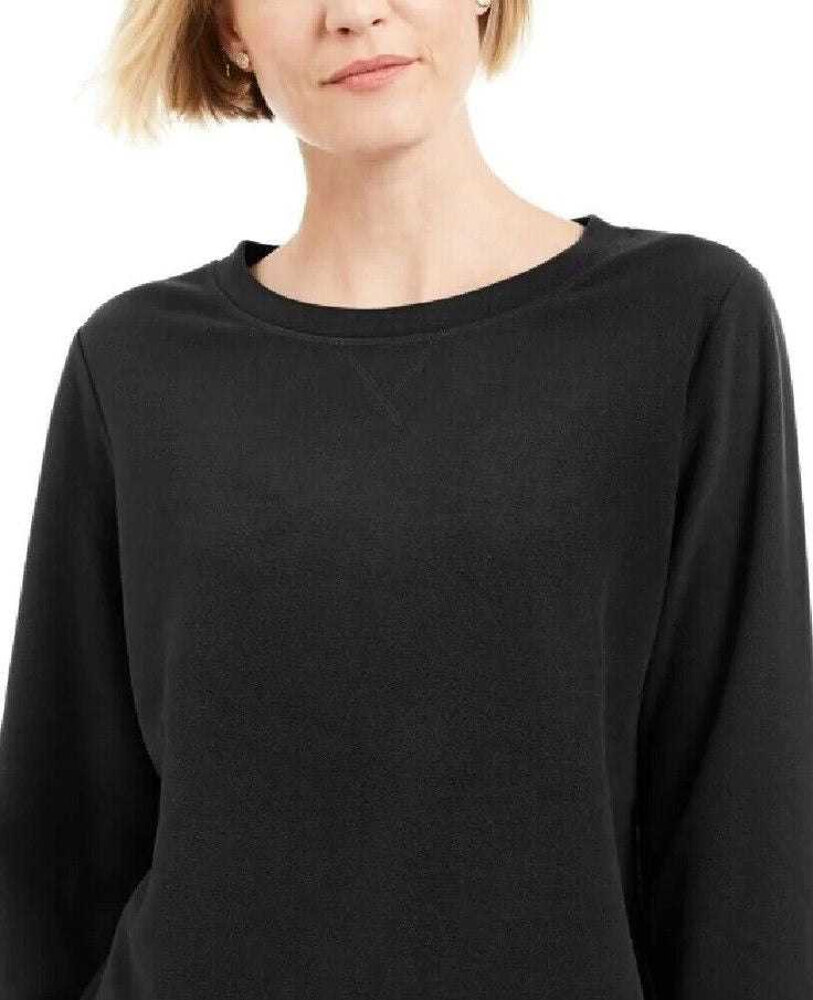 Karen Scott Women's Sport Fleece Sweatshirt Black Size Small