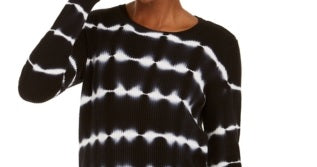 INC International Concepts Women's Cotton Tie-Dye Pullover Top Depp Black Size XX-Large