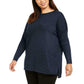 Style & Co Women's Seam-Front Tunic Sweater Dark Blue Size Medium