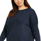 Style & Co Women's Seam-Front Tunic Sweater Dark Blue Size Medium