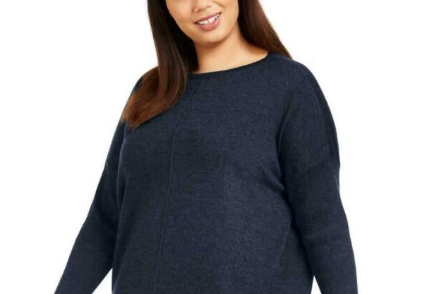 Style & Co Women's Seam-Front Tunic Sweater Dark Blue Size Medium