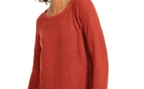 INC International Concepts Women's Red Zippered Patterned Long Sleeve Crew Neck T-Shirt Came Size L