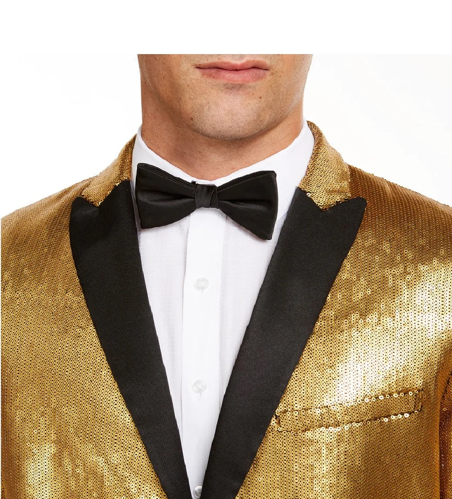 INC International Concepts Men's Big & Tall Sequined Tuxedo One-Button Coat Gold Size -2XB