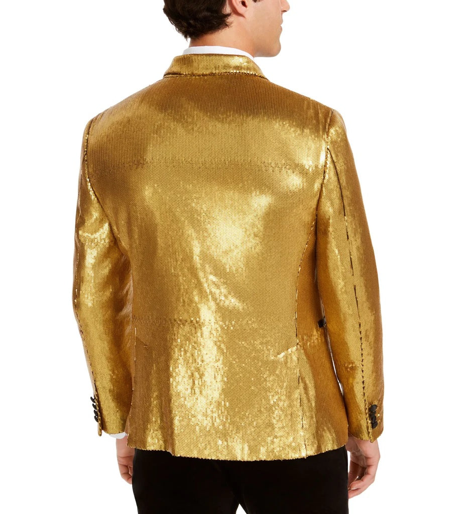 INC International Concepts Men's Big & Tall Sequined Tuxedo One-Button Coat Gold Size -2XB