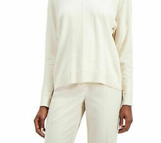 Alfani Women's Sweater Pullover Center Seam White Size Medium