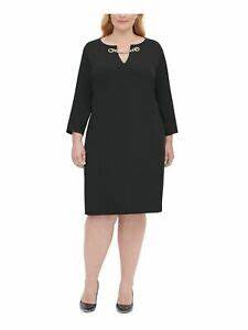 Tommy Hilfiger Women's Knee Length Sheath Dress Black Size 16W