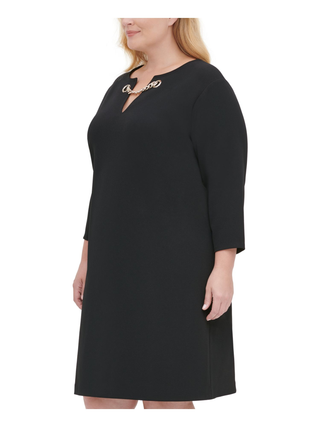 Tommy Hilfiger Women's Knee Length Sheath Dress Black Size 16W
