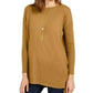 Style & Co Women's Petite Seam-Front Tunic Sweater Mustard  Size PXL
