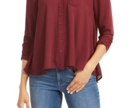 Style & Co Women's Petite Swing Blouse Wine Size PS