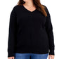 Karen Scott Women's Cotton Baby Cable Knit Sweater Black  Size XS