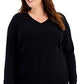 Karen Scott Women's Cotton Baby Cable Knit Sweater Black  Size XS