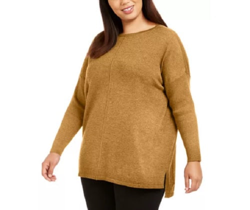 Style & Co Women's Plus Size Smalleam-Front Tunic Sweater Spice Cumin Size 3X