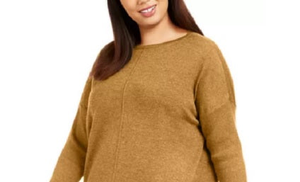 Style & Co Women's Plus Size Smalleam-Front Tunic Sweater Spice Cumin Size 3X