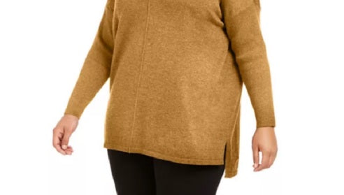 Style & Co Women's Plus Size Smalleam-Front Tunic Sweater Spice Cumin Size 3X