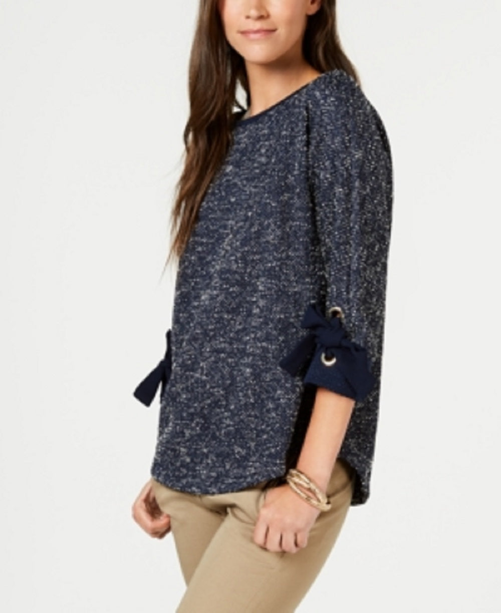 Charter Club Women's 3/4-Sleeve Bow-Trim Top Intrepid Blue Size X-Large