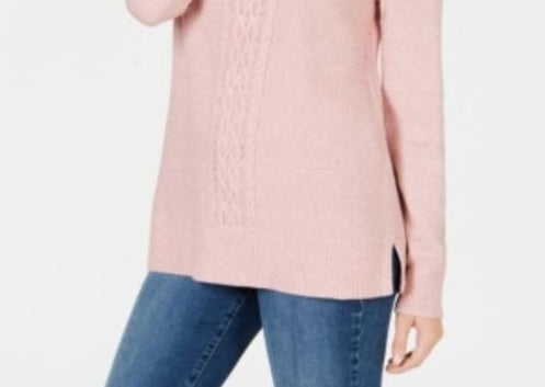 Karen Scott Women's Cable-Knit Panel Sweater Pink Size X-Small