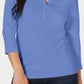 Karen Scott Women's Petite Cotton Henley Shirt Blue Size PS/M
