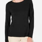 Karen Scott Women's Crewneck Long-Sleeve Sweater Black Size Large