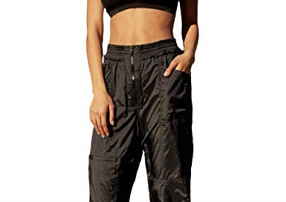 Free People Womens Pocketed Zippered Active Wear Cuffed Pants Black Size Large