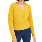 Bar III Women's Gold Long Sleeve V Neck Sweater Yellow Size Medium