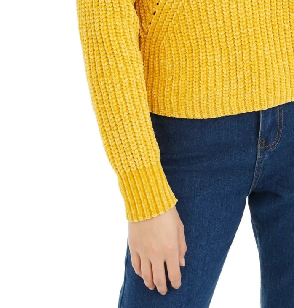 Bar III Women's Gold Long Sleeve V Neck Sweater Yellow Size Medium