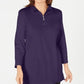 Karen Scott Women's Cotton Half-Zip Mock-Neck Top Purple Size Medium