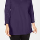 Karen Scott Women's Cotton Half-Zip Mock-Neck Top Purple Size Medium
