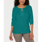 Karen Scott Women's Cotton Lace-Up Top Green Size Small
