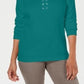 Karen Scott Women's Cotton Lace-Up Top Green Size Small