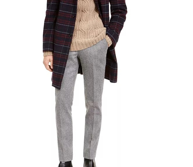 Tommy Hilfiger Men's Modern-Fit Performance Stretch Flex Plaid Addison Overcoat Red Size 40 T