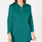 Karen Scott Women's Green Long Sleeve Zip Neck Top Blue Size Medium