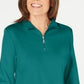 Karen Scott Women's Green Long Sleeve Zip Neck Top Blue Size Medium