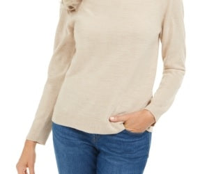 Karen Scott Women's Petite Luxsoft Turtleneck Sweater Beige Size Petite Small