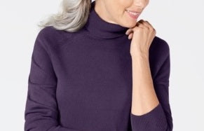 Karen Scott Women's Petite Luxsoft Turtleneck Sweater Purple Size PS/M