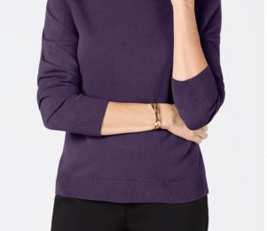 Karen Scott Women's Petite Luxsoft Turtleneck Sweater Purple Size PS/M