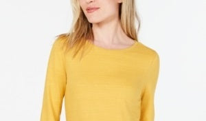 Charter Club Women's Cotton Lace-Trim Top Honey Glaze Size Medium