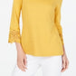 Charter Club Women's Cotton Lace-Trim Top Honey Glaze Size Medium
