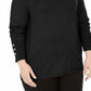 JM Collection Women's Black Solid Long Sleeve Scoop Neck T-Shirt Top Black Size 1X