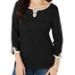 Karen Scott Women's Contrast-Trim Top Black Size X-Small