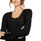 INC International Concepts Women's Petite Puff-Sleeve Cardigan Black- Size PL