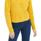 Bar III Women's Womens Eyelet V Neck Crop Sweater Yellow Size X-Large