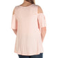 Alfani Women's Front-Cutout Cold-Shoulder Top Light Pink  Size Large