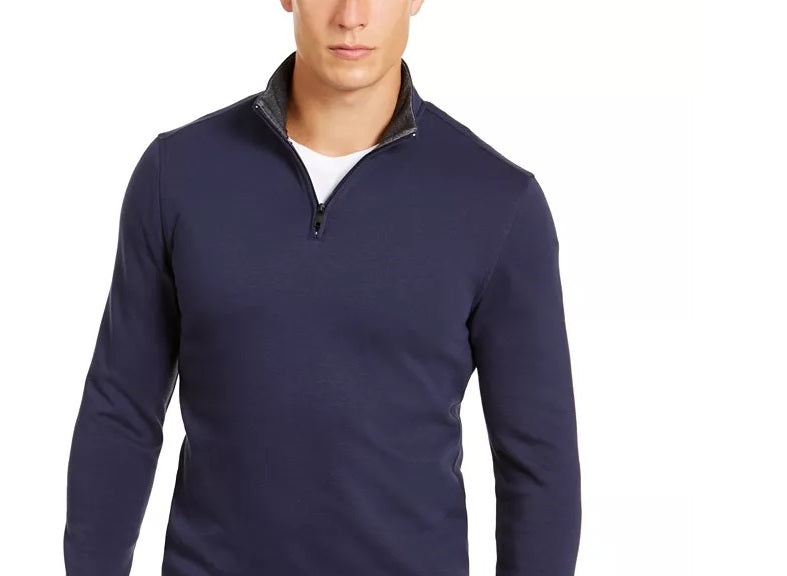 Alfani Men's Red Heather Long Sleeve Turtle Neck Quarter-Zip Sweater Burgundy Size Small