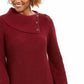 Style & Co Women's Petite Envelope-Neck Scalloped-Edge Sweater Wine Size  PP