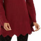 Style & Co Women's Petite Envelope-Neck Scalloped-Edge Sweater Wine Size  PP