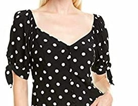 1.STATE Women's Dot Button Front Blouse Black Size Small