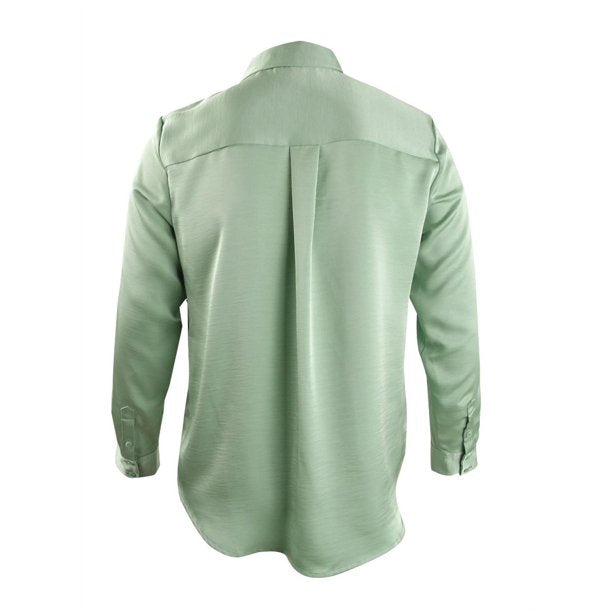 INC International Concepts Women's Hidden-Placket Utility Shirt Dewy Green Size Small