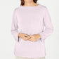 Karen Scott Women's Bateau-Neck Long-Sleeve Sweater Pink Size X-Large
