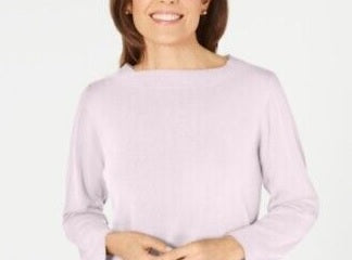 Karen Scott Women's Bateau-Neck Long-Sleeve Sweater Pink Size X-Large